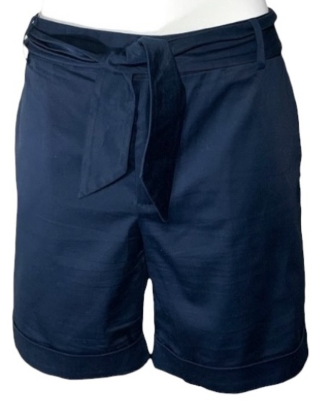 SCOTCH & SODA Navy Blue Chino Shorts Sz 29 Cuffed Tie Bow Coastal Minimalist